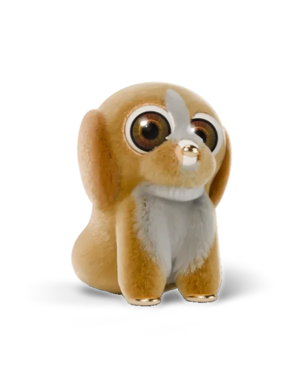 The Dog, honey plush, looking at you with its own iris